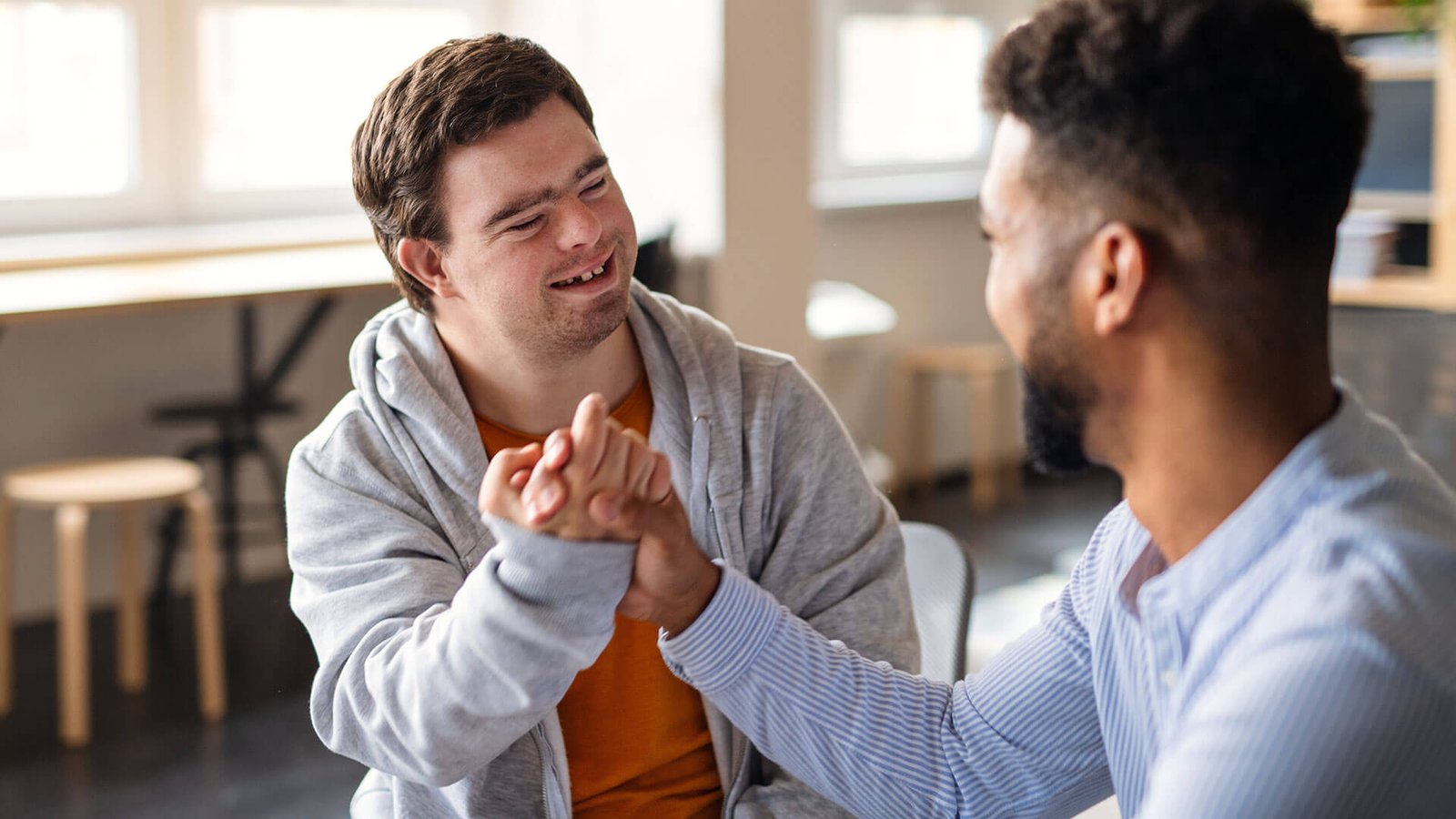Supportive care worker with participant
